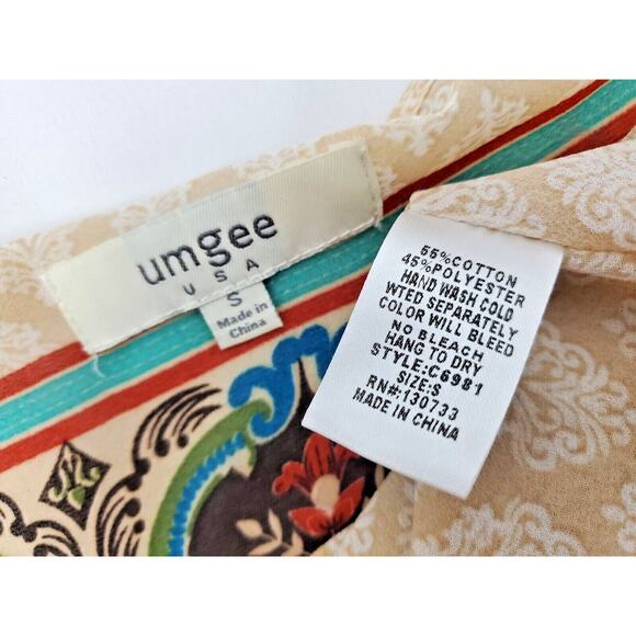 Umgee Womens Size S Beige Tan Strappy Cold Shoulder Tank Top Chiffon Small - Picture 6 of 12